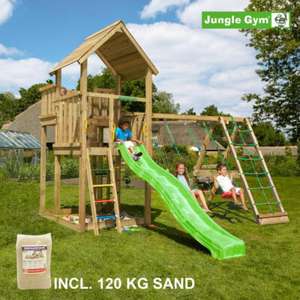 Leikkikeskus Jungle Gym Palace ja Climb Module X'tra sis. 120 kg hiekkaa ja  vihreän liukumäen, katso halvin hinta Starcartista - Starcart