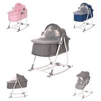 Lorelli Baby Cradle Manual Alicante 2 i 1 Baby Bouncer Mosquito Net Sun Canopy Strap grå