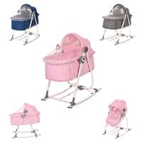 Lorelli Baby Cradle Manual Alicante 2 i 1 Baby Bouncer Mosquito Net Sun Canopy Strap Rosa