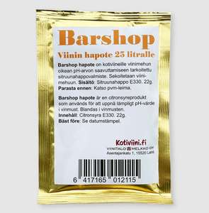 Sitruunahapote Barshop 22 g, katso halvin hinta Starcartista - Starcart